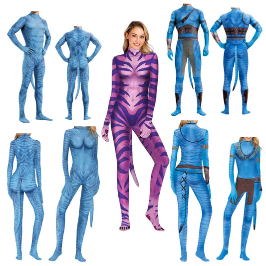 Movie Avatar Cosplay Costume Themed 3D Digital Print Jumpsuit for Men and Women 3D Digital Print Jumpsuit Halloween Zentai
