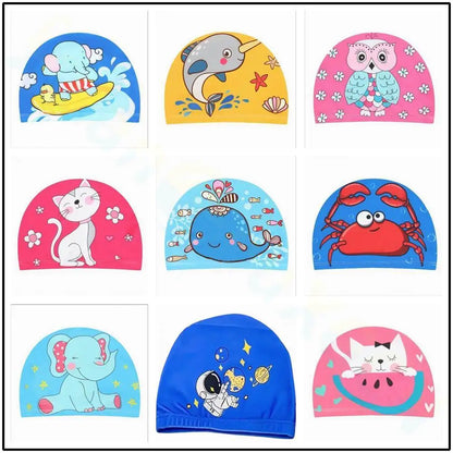 Cartoon Animal Children Swimming Cap Girls Boys Swimming Hat Elastic Kids Pool Swimming Cap 1-10 Years Old