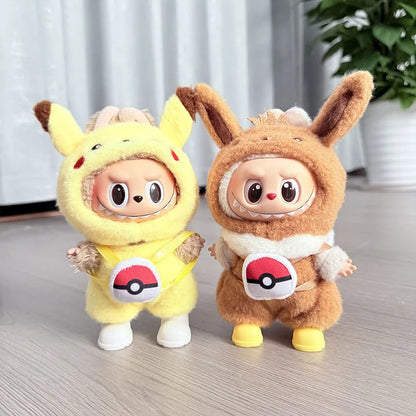 Labubu Clothes Pokemon Pikachu Set Role-Playing Costume, Animated Characters, Labubu Accessories (No Dolls)