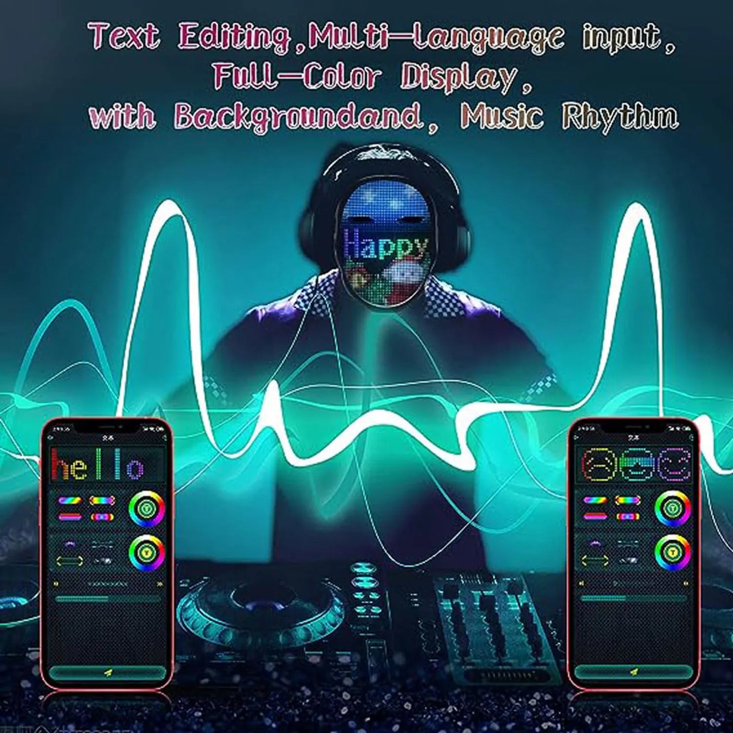 Bluetooth APP Light Up LED Mask Diy Picture Animation Text Halloween Christmas Carnival Costume Party Game Child Masks Deco GIFT