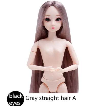 30cm 20 Movable Joints 3D Simulated Eyes Blue Purple Black Eye Long Hair 1/6 BJD Hinged Doll DIY Toy for Girls Gift
