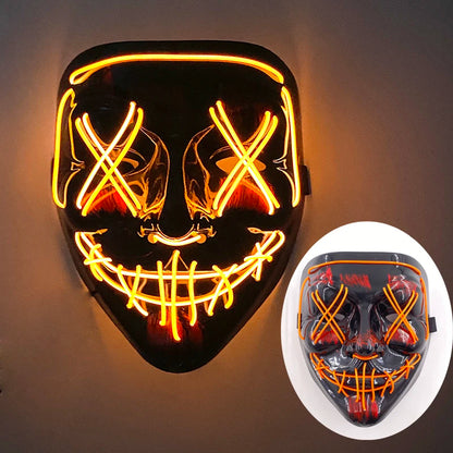 Shuffle Dance Mask Luminous Purge Mask Demon Slayer Glowing Masquerade Cosplay Mask for Halloween Horror Haunted House Props