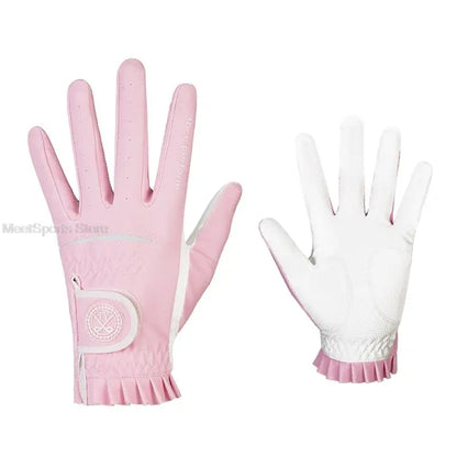 Ttygj 1 Pair Golf Gloves Woman PU Leather Soft Gloves Ladies Anti-Slip Granules Sports Mittens Elegant Right Left Hand Golf Aids