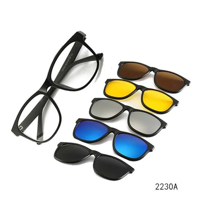 6 in 1 Custom Men Women Polarized Optical Magnetic Sunglasse Magnet Clip on Sunglasses Polarization Clip on Sun Glasses Frame