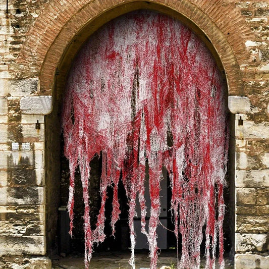 Horror Red Bloody Horror Cloth -30x72 Inch Halloween Decorative Door Curtain - Ideal Haunted House Party Decoration