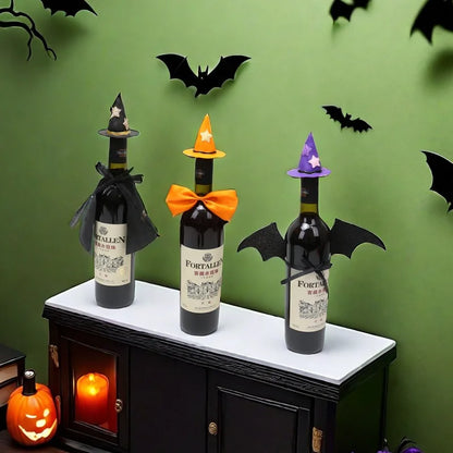 Halloween Mini Witch Hat Bottle Decoration Halloween Party Wine Bottle Hat Happy Halloween Day 2025 Home Dinner Table Supplies