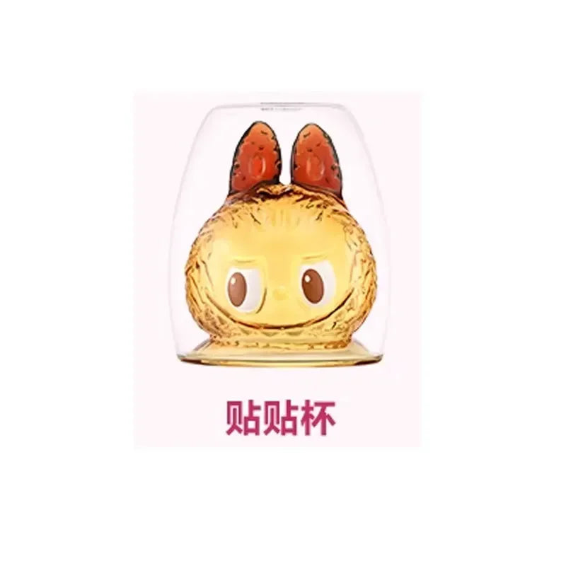 In-Stock Blind Box Labubu the Monsters Cheers Double Layered Glass Cup Cute Water Cup Handmade Decoration Model Birthday Gift