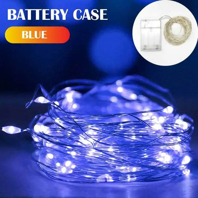 5 Colors LED Outdoor Light String Fairy Garland Battery Power Copper Wire Lights for Christmas Festoon Party Wedding