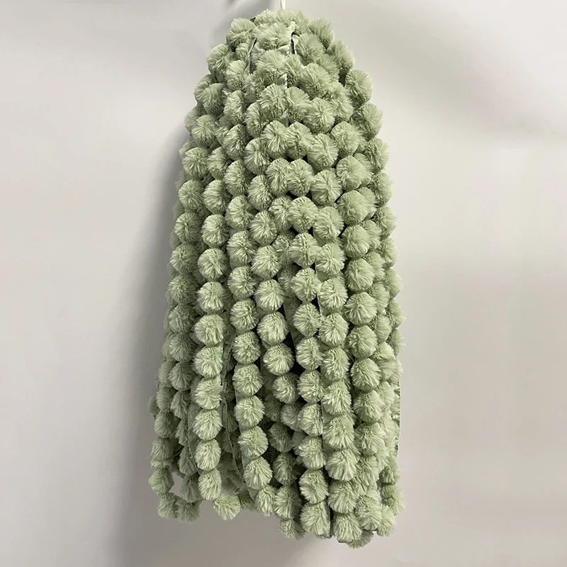 1m Faux Rabbit Fur Hairball Ribbon DIY Apparel Sewing Fluffy Trim Fabric Sewing for Quilt Clothing Christmas Apparel Decoration