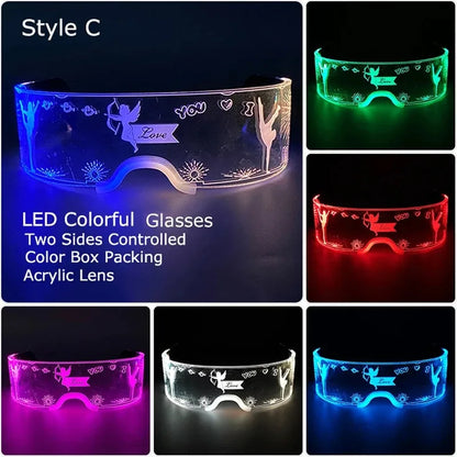 Halloween Party Glasses LED Light Up Cyberpunk Glasses Glowing Cool Goggles for Man Women Futuristic Cosplay Bar Party Props