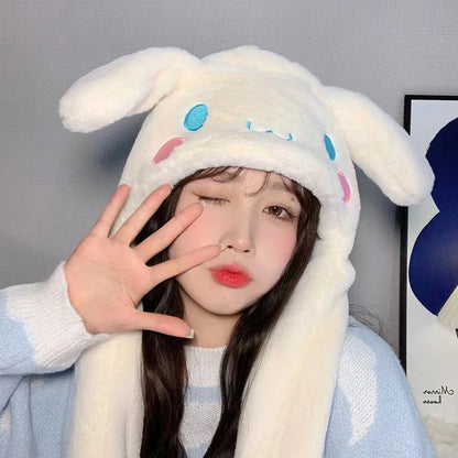 Sanrio Winter Hat Kawaii Cinnamo Roll Hat Ears Move Cartoon My Melody Children Cap Warm Sweet Student Winter Warm Hat Girls Gift