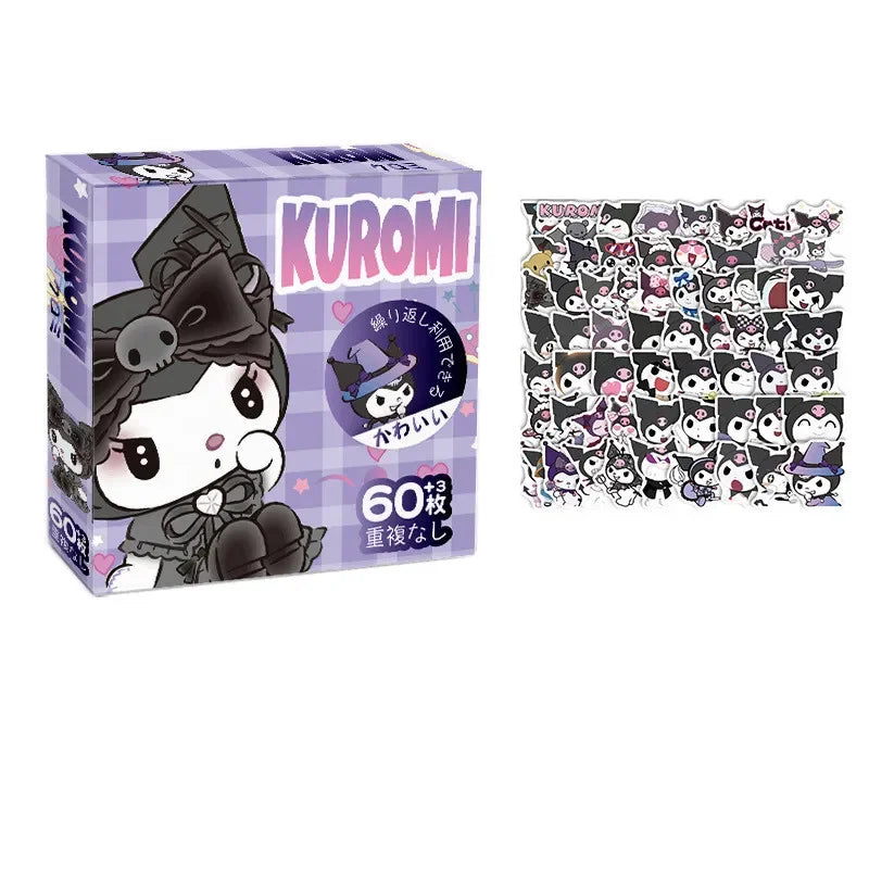 60Pcs Anime Stickers Sanrio Accessories Y2K Hello Kitty Things Kuromi Stickers Waterproof Cinnamoroll Pochacco Stickers Kid Toy