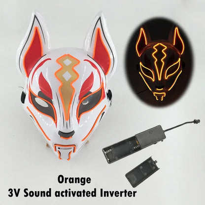 Glowing Halloween Party El Face Mask Japanese Anime Character Cosplay Led Clothing Fox Face Mask for Parties