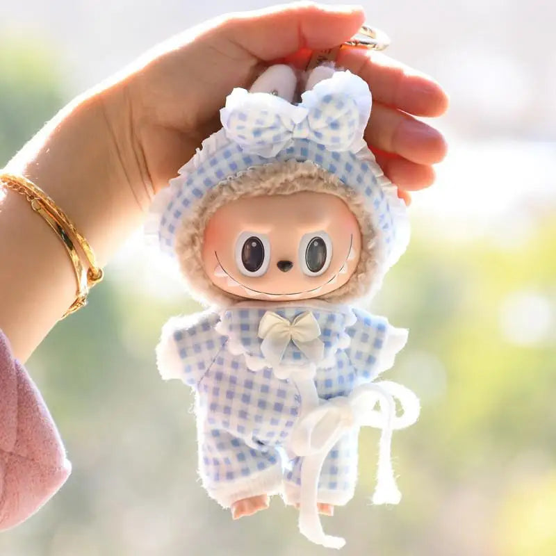 17cm Mini Plush Doll'S Clothes Outfit Accessories for Korea Kpop Exo Labubu Idol Plaid Floral Pajamas Clothing Gift