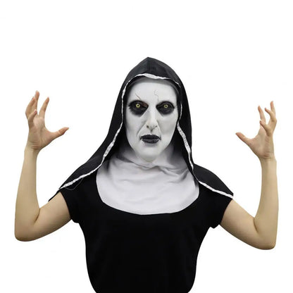1 Set Halloween Headgear Scary Nun Emulsion Headgear Halloween Thriller Cosplay Costume the Horror Scary Nun Latex Mask Party