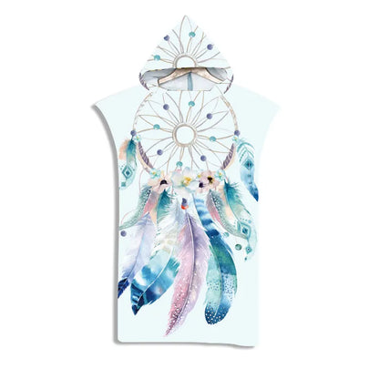 Customizable 3D Pattern Microfiber Quick Dry Summer Hooded Beach Towel Adult Kids Swim Beach Bathrobe Surf Cloak Diving Poncho