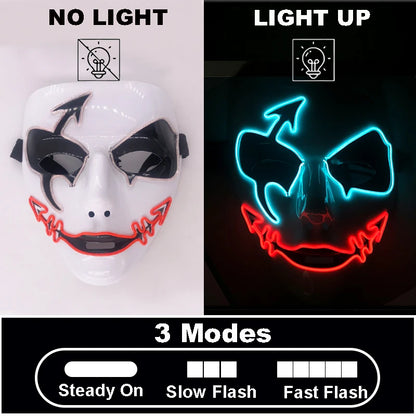 Shuffle Dance Mask Luminous Purge Mask Demon Slayer Glowing Masquerade Cosplay Mask for Halloween Horror Haunted House Props