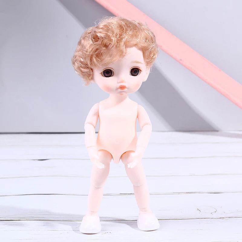 16cm Naked Body Mini 13 Movable Jointed Dolls Curly Hair Naked Body Doll DIY Toy Boy Dolls With Shoes for Children Birthday Gift
