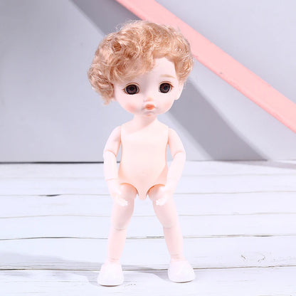 16cm Naked Body Mini 13 Movable Jointed Dolls Curly Hair Naked Body Doll DIY Toy Boy Dolls With Shoes for Children Birthday Gift
