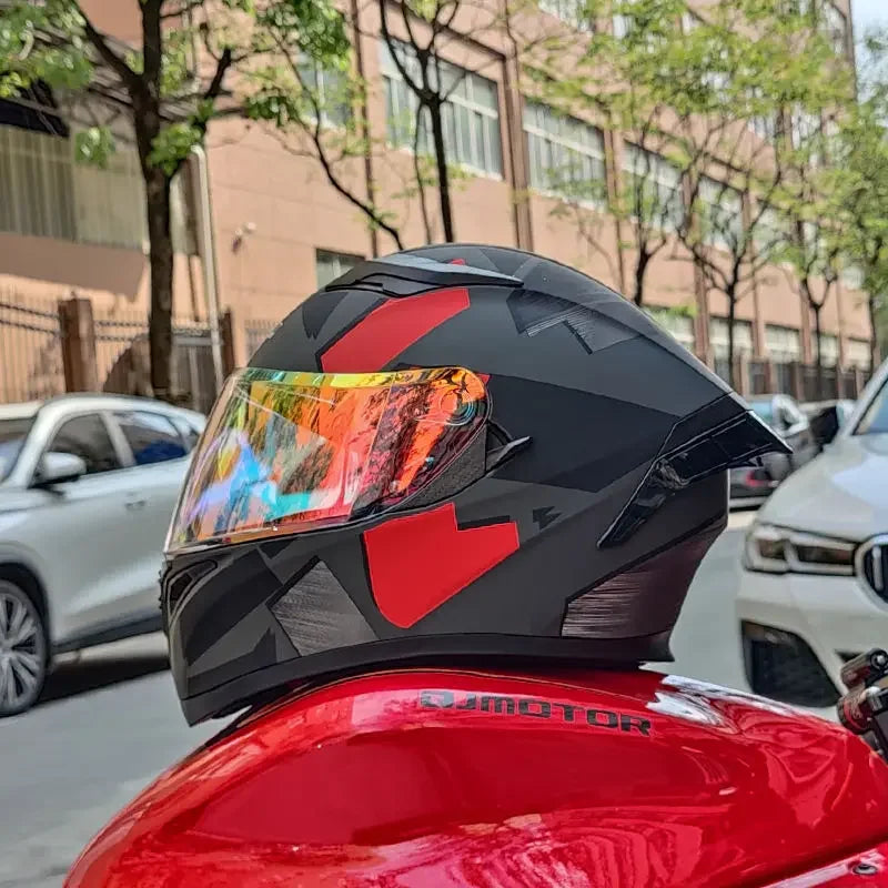Orz Motorcycle  Full Face Helmet Dual Lens Racing Helmet Personality Horns Modular Flip Up Helmets DOT Approved