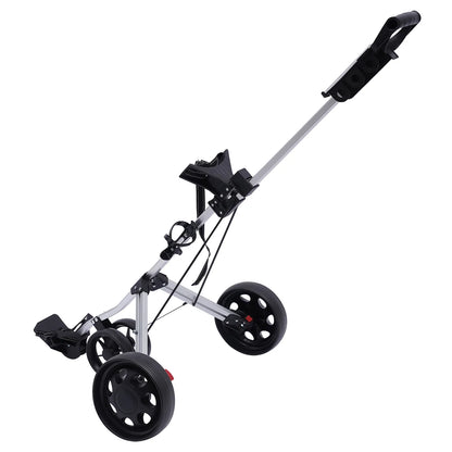 3 Wheel Push Pull Golf Cart Foldable Lightweight Golf Push Cart Portable Aluminum Alloy Golf Trolley With Foot Brake