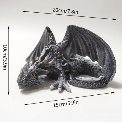 Garden Big Squatting Dragon Sculpture Guardian Statue Garden Dragon Sculpture Halloween Outdoor Gothic Decor