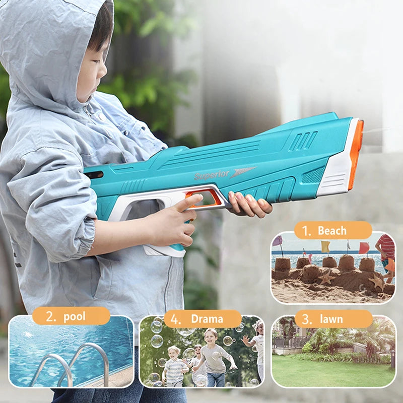 Automatic Electric Water Gun Toy Summer Induction Water Absorbing High Pressure Water Gun Beach Outdoor Water Rifle Fight Toys
