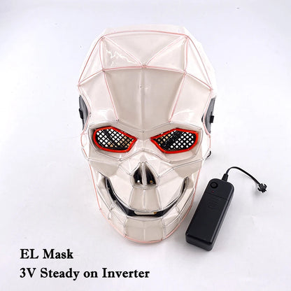 LED Halloween Mask Luminous Neon Skull Mask Cosplay Zombi Ghost Mask Luminous Carnival Festive Party Supplies