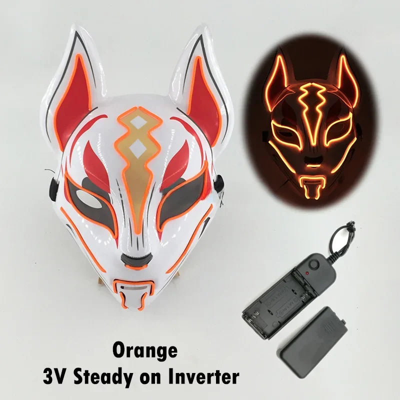 Glowing Halloween Party El Face Mask Japanese Anime Character Cosplay Led Clothing Fox Face Mask for Parties