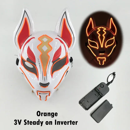 Glowing Halloween Party El Face Mask Japanese Anime Character Cosplay Led Clothing Fox Face Mask for Parties