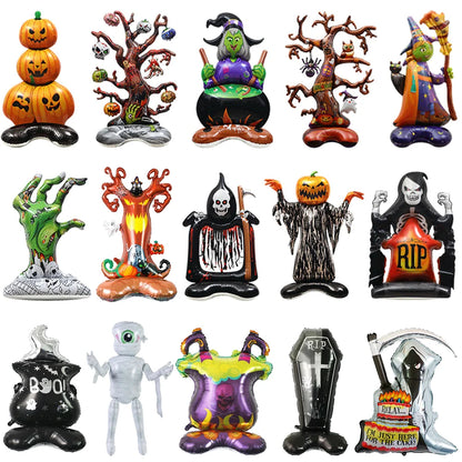 Halloween Decoration Balloons Large Witch Ghost Grim Reaper Tombstone Pumpkin Inflatable Foil Balloon Halloween Party Supplies