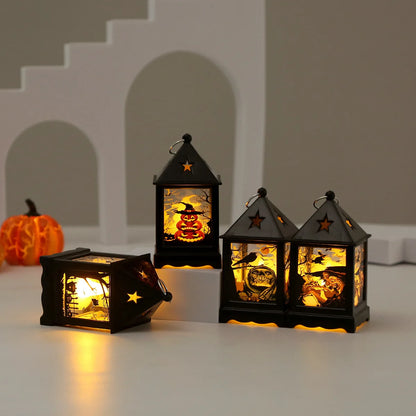 1PC Creative Small Night Lamp Halloween Storm Lantern Led Portable Pumpkin Lamp  Holiday Atmosphere Decoration Props Layout