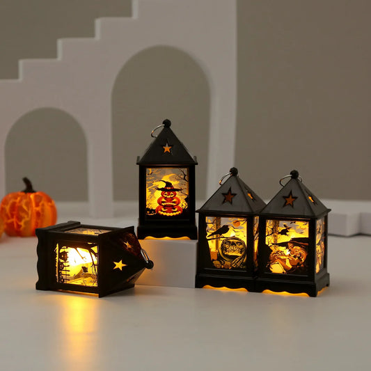 1PC Creative Small Night Lamp Halloween Storm Lantern Led Portable Pumpkin Lamp  Holiday Atmosphere Decoration Props Layout