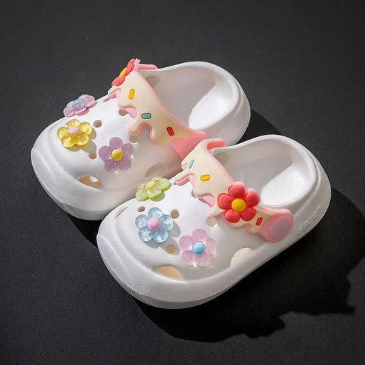 Flowers Baby Girls Slippers Summer Cute Princess Garden Clogs Shoes for Kids Soft Non Slip EVA Toddler Children Beach Shoes