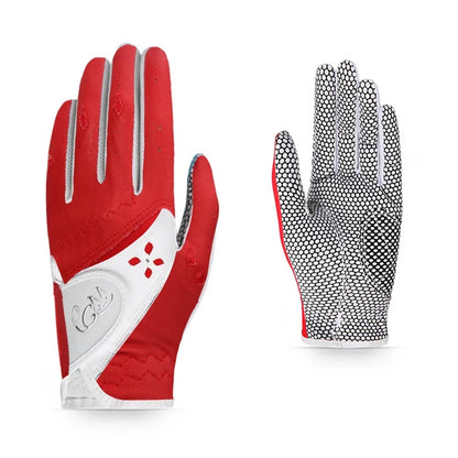 Golf Women's Gloves PU Leather Left and Right Hands 1 Pair of Anti Slip Particles With Breathable Outdoor Sports Gloves