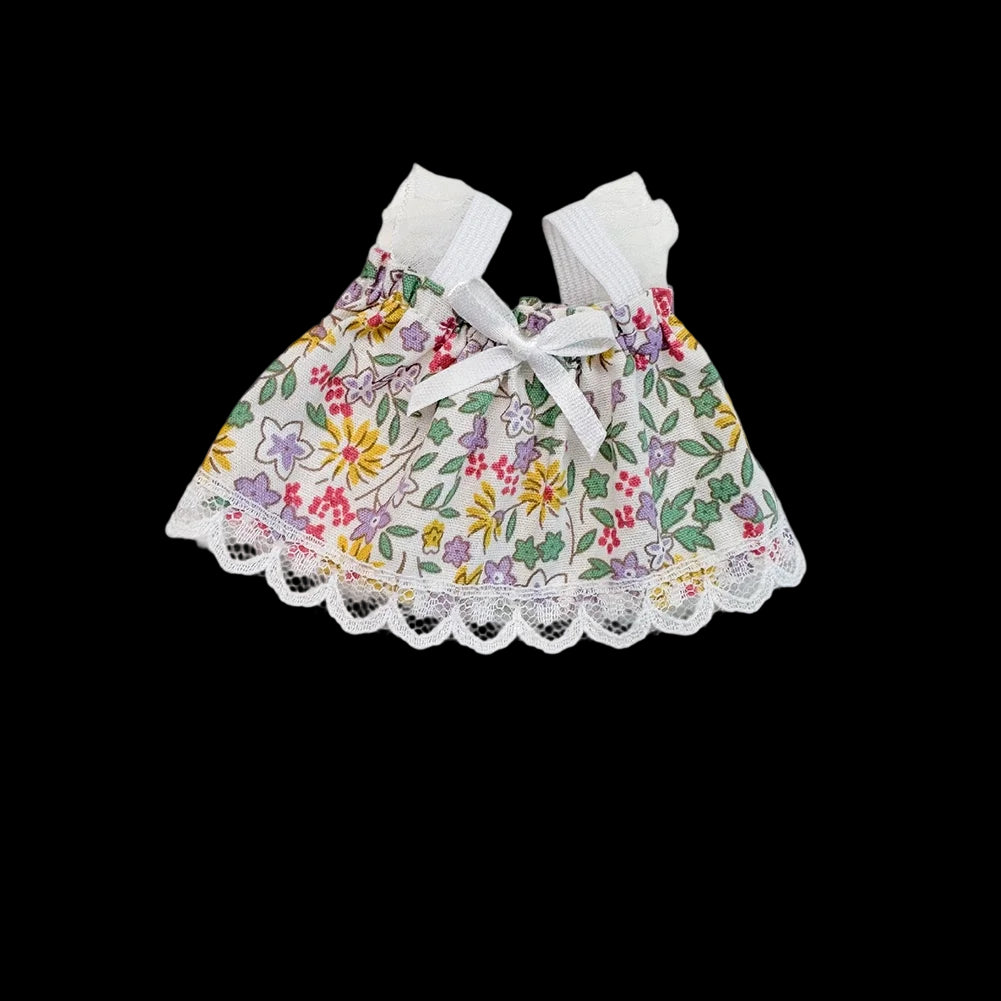 For Labubu 4.0 the Monsters Pin for Love Series Doll Clothes Mini Floral Skirt Dress for Mini Labubu Doll Clothes Accessories