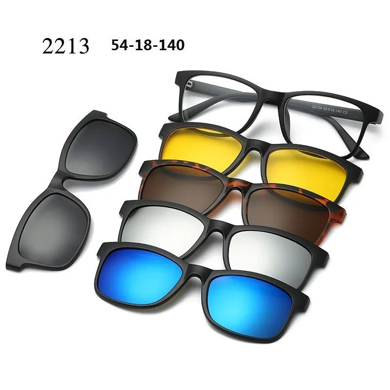 6 in 1 Custom Men Women Polarized Optical Magnetic Sunglasse Magnet Clip on Sunglasses Polarization Clip on Sun Glasses Frame