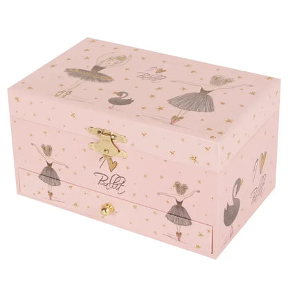 7-Inch Black Swan Ballet Music Box Drawer Jewelry Storage Octopath Box Makeup Mirror Christmas Gift for Wife and Daughter
