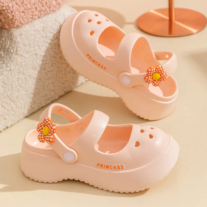 Clogs for Kids Girls Size 35 Mary Jane Slippers 6-14 Years Old and Above Princess Womens Garden Shoes Casual Platform Sandal