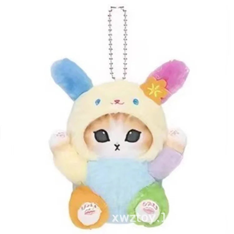 Kawaii Sanrio Plush Keychain Pendant Cartoon Mofusand Shark Cat Cross-Dressing Hello Kitty Kuromi Doll Stuff Backpack Decor Toys