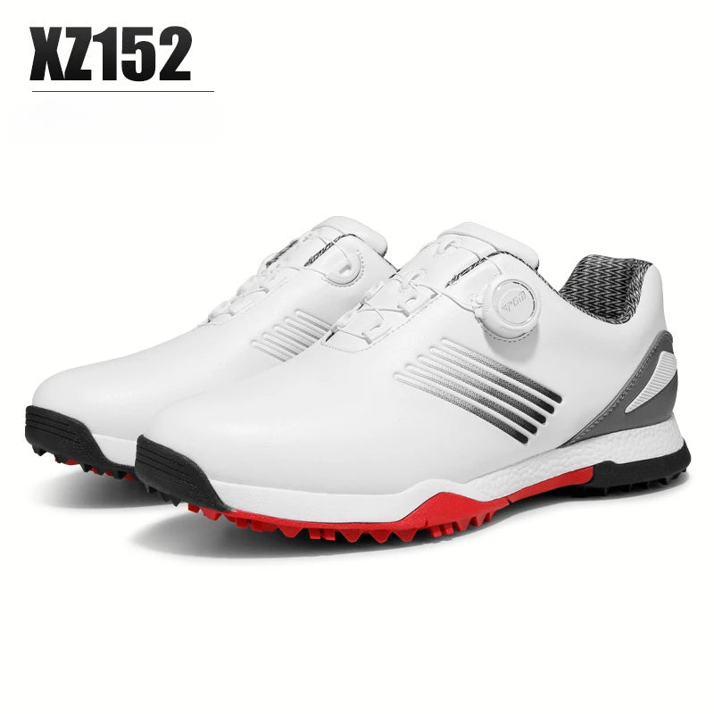 PGM Golf Shoes Mens Comfortable Knob Buckle Golf Men'S Shoes Waterproof Genuine Leather Sneakers Spikes Nail Non-Slip XZ152