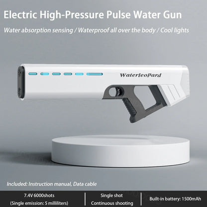 Electric Water Gun Toy With Light Waterproof Fully Automatic Water Pistol Spray Burst Absorbing Outdoor Pool Toys for Kids Gifts