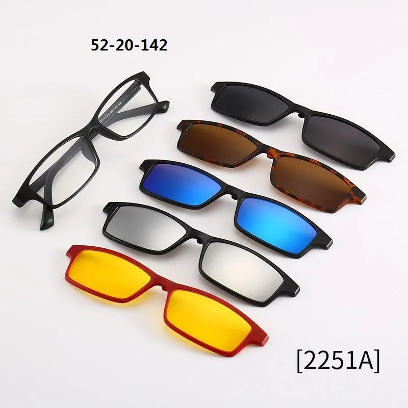 6 in 1 Custom Men Women Polarized Optical Magnetic Sunglasse Magnet Clip on Sunglasses Polarization Clip on Sun Glasses Frame