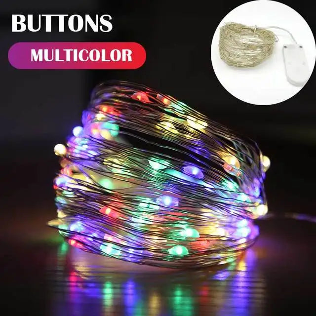 5 Colors LED Outdoor Light String Fairy Garland Battery Power Copper Wire Lights for Christmas Festoon Party Wedding