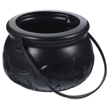 Candy Pot Halloween Flame Stripes Bucket Witch Basket Black Pot Kettle Trick Pumpkin Holder Goodie Photo Costume Decorate ﻿