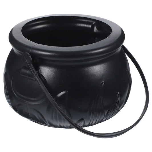 Candy Pot Halloween Flame Stripes Bucket Witch Basket Black Pot Kettle Trick Pumpkin Holder Goodie Photo Costume Decorate ﻿