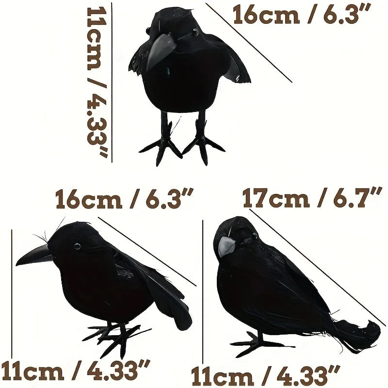 3pcs Halloween Black Crows Feathered Crows Halloween Decorations Crows Realistic Looking Ravens Large Black Crow