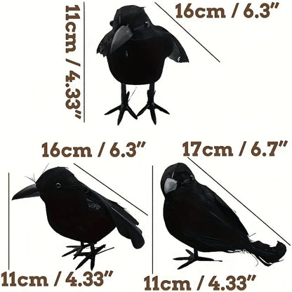 3pcs Halloween Black Crows Feathered Crows Halloween Decorations Crows Realistic Looking Ravens Large Black Crow