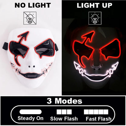 Shuffle Dance Mask Luminous Purge Mask Demon Slayer Glowing Masquerade Cosplay Mask for Halloween Horror Haunted House Props