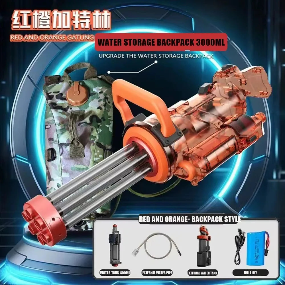 Summer Beach Pool Toys Water Toys Party Toys Gatling Gun Watergun Gatling Electric Powerful Water Gun Sports-Entertainment Gifts